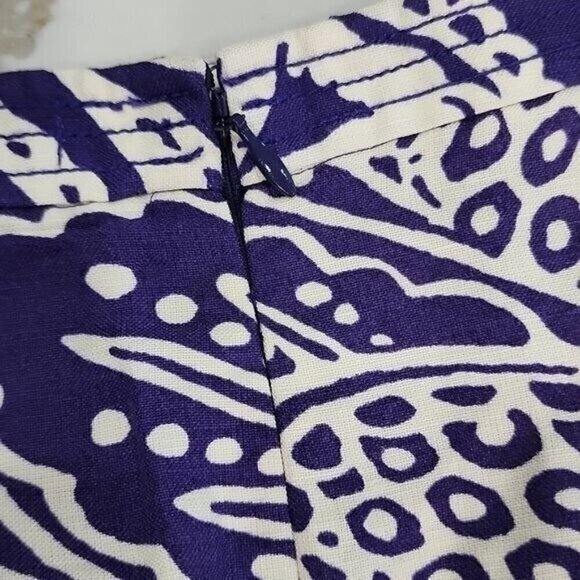 Loft Skirt Mini Purple & Ivory Floral Linen & Rayon A-line Women's 6 - Picture 4 of 6